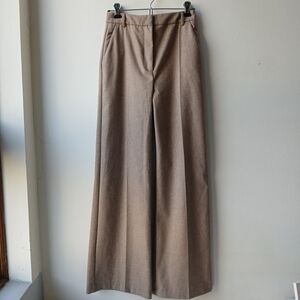Sezane High Rise Wide Leg Wool Trousers Tan Size 36 US 4